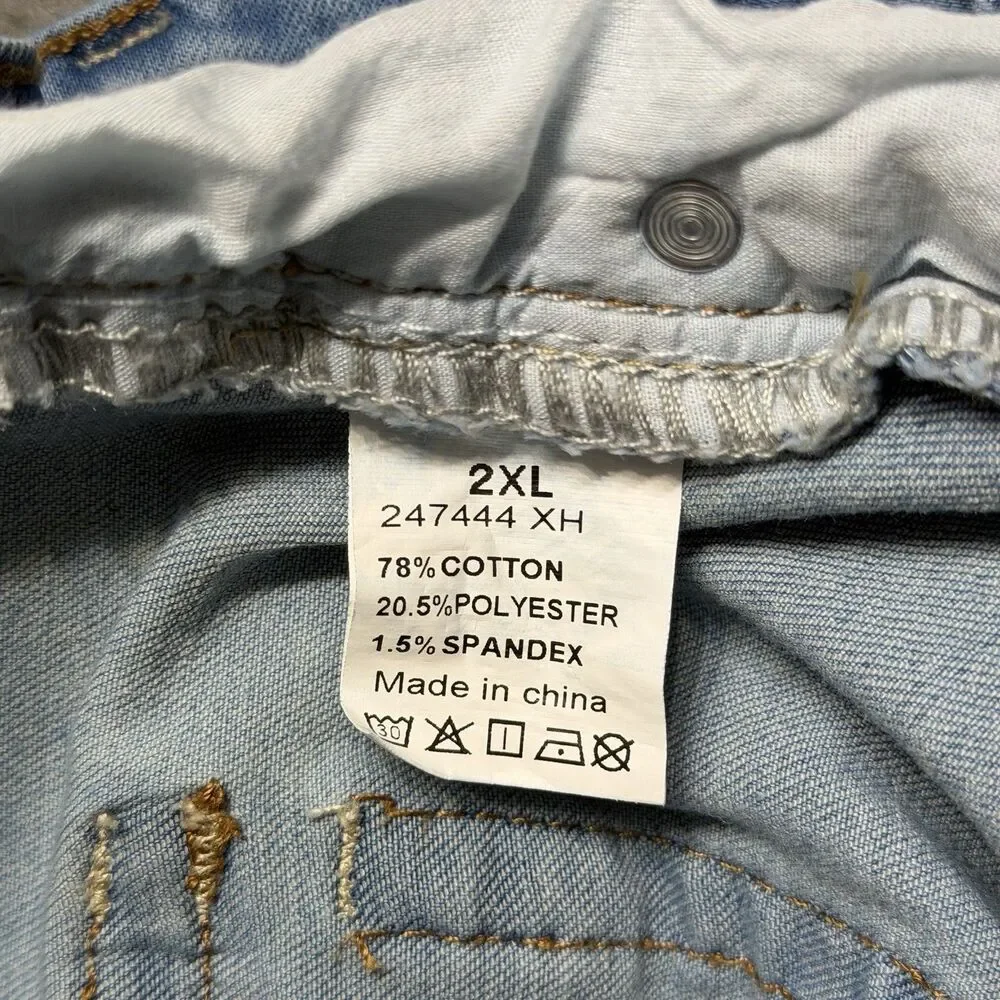 Flamingals Womens 2XL Jeans Straight Leg Mid Rise Flap Pockets Stretch Denim